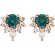 14K Rose Lab-Grown Alexandrite & 1/6 CTW Natural Diamond Earrings