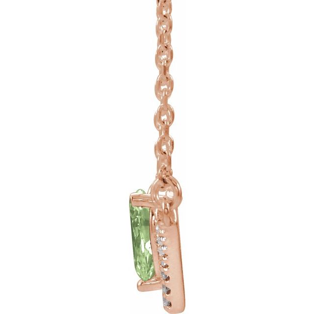 14K Rose Natural Peridot & .06 CTW Natural Diamond 16" Necklace