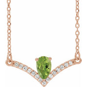 14K Rose Natural Peridot & .06 CTW Natural Diamond 16" Necklace