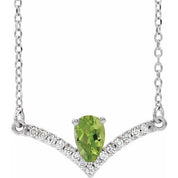 Sterling Silver Natural Peridot & .06 CTW Natural Diamond 16" Necklace