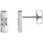 14K White .07 CTW Lab-Grown Diamond Bar Earrings