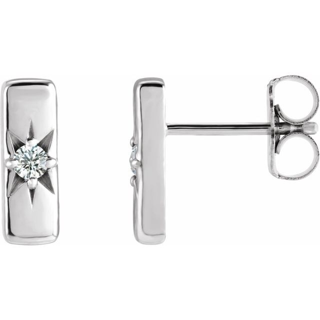 14K White .07 CTW Lab-Grown Diamond Bar Earrings