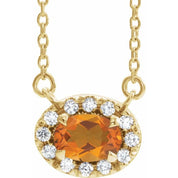 14K Yellow 5x3 mm Natural Citrine & .05 CTW Natural Diamond 18" Necklace
