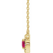 14K Yellow 7x5 mm Natural Ruby & 1/6 CTW Natural Diamond 16" Necklace