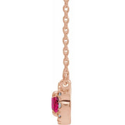 14K Rose 7x5 mm Lab-Grown Ruby & 1/6 CTW Natural Diamond 18" Necklace