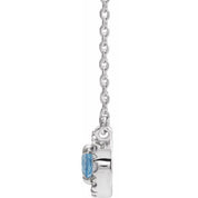 Platinum 7x5 mm Natural Aquamarine & 1/6 CTW Natural Diamond 16" Necklace