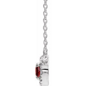 Sterling Silver 6x4 mm Natural Mozambique Garnet & 1/10 CTW Natural Diamond 18" Necklace