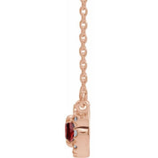 14K Rose 6x4 mm Natural Mozambique Garnet & 1/10 CTW Natural Diamond 18" Necklace
