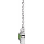 Sterling Silver 6x4 mm Natural Peridot & 1/10 CTW Natural Diamond 16" Necklace