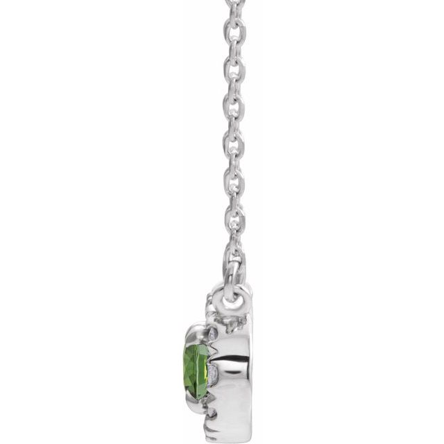 Sterling Silver 6x4 mm Natural Peridot & 1/10 CTW Natural Diamond 16" Necklace