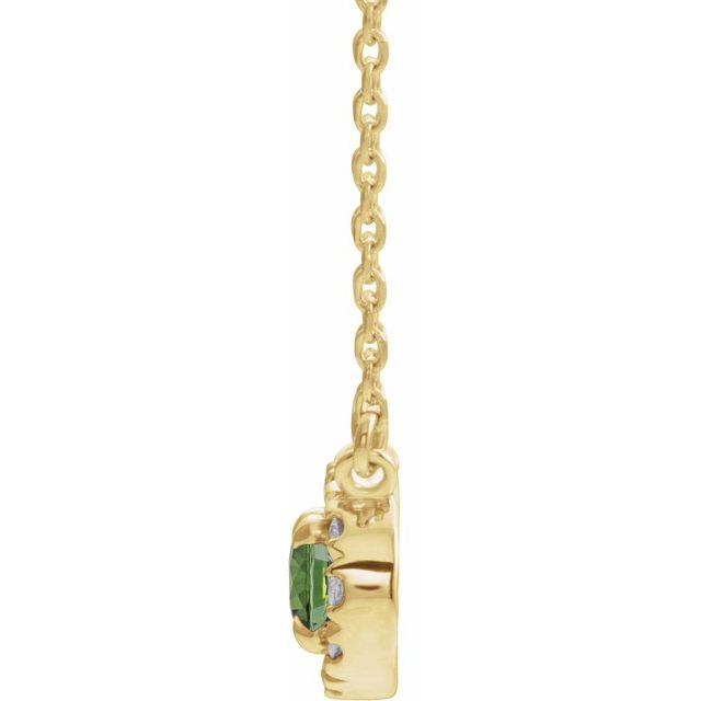 14K Yellow 6x4 mm Natural Peridot & 1/10 CTW Natural Diamond 18" Necklace