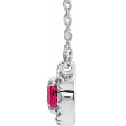 Sterling Silver 5x3 mm Lab-Grown Ruby & .05 CTW Natural Diamond 18" Necklace