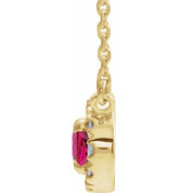 14K Yellow 5x3 mm Lab-Grown Ruby & .05 CTW Natural Diamond 16" Necklace