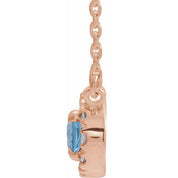 14K Rose 5x3 mm Natural Aquamarine & .05 CTW Natural Diamond 16" Necklace