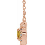 14K Rose 5x3 mm Natural Citrine & .05 CTW Natural Diamond 16" Necklace