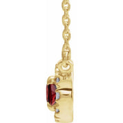 14K Yellow 5x3 mm Natural Mozambique Garnet & .05 CTW Natural Diamond 16" Necklace