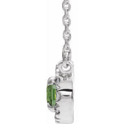 Sterling Silver 5x3 mm Natural Peridot & .05 CTW Natural Diamond 16" Necklace