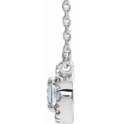 Sterling Silver 5x3 mm Natural White Sapphire & .05 CTW Natural Diamond 16" Necklace