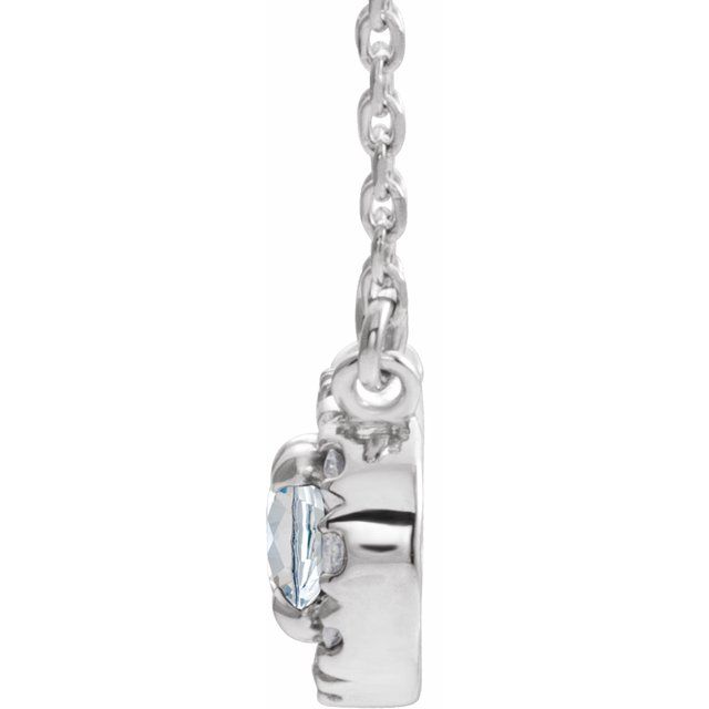 Sterling Silver 5x3 mm Natural White Sapphire & .05 CTW Natural Diamond 16" Necklace