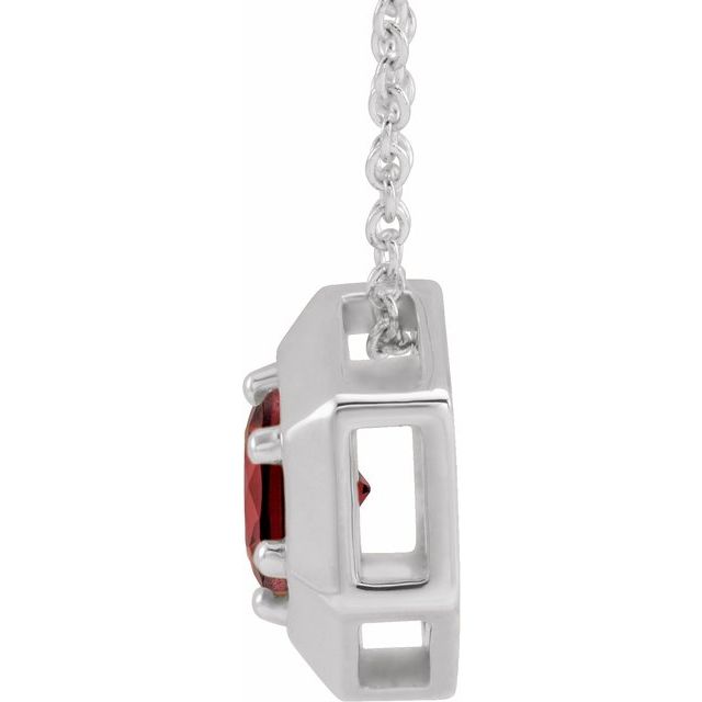 Sterling Silver Natural Mozambique Garnet Geometric 16-18" Necklace