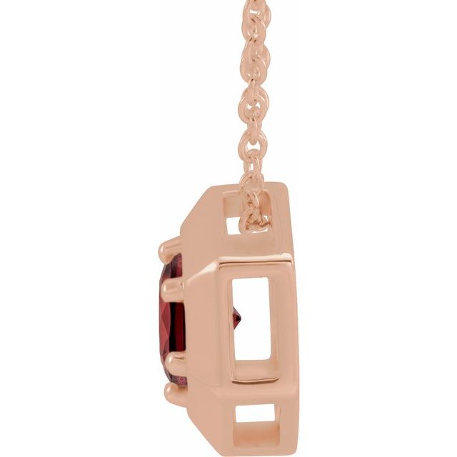 14K Rose Natural Mozambique Garnet Geometric 16-18" Necklace