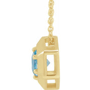 14K Yellow Natural Aquamarine Geometric 16-18" Necklace
