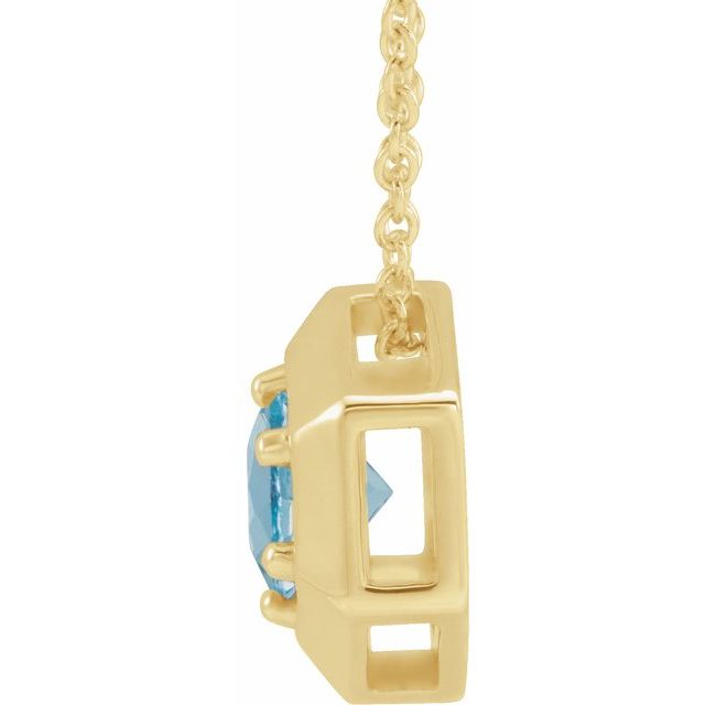 14K Yellow Natural Aquamarine Geometric 16-18" Necklace