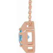 14K Rose Natural Aquamarine Geometric 16-18" Necklace
