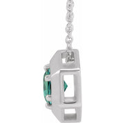 Sterling Silver Lab-Grown Alexandrite Geometric 16-18" Necklace