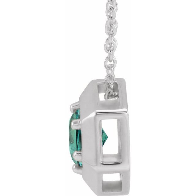 Sterling Silver Lab-Grown Alexandrite Geometric 16-18" Necklace