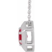 Sterling Silver Lab-Grown Ruby Geometric 16-18" Necklace