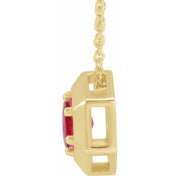 14K Yellow Natural Ruby Geometric 16-18" Necklace