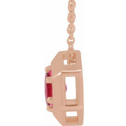 14K Rose Natural Ruby Geometric 16-18" Necklace