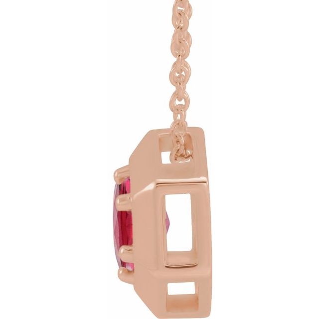 14K Rose Natural Ruby Geometric 16-18" Necklace