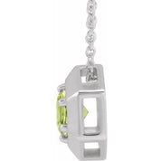 Sterling Silver Natural Peridot Geometric 16-18" Necklace