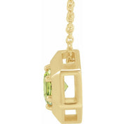 14K Yellow Natural Peridot Geometric 16-18" Necklace