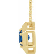 14K Yellow Natural Blue Sapphire Geometric 16-18" Necklace