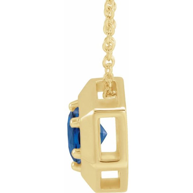 14K Yellow Natural Blue Sapphire Geometric 16-18" Necklace