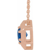14K Rose Lab-Grown Blue Sapphire Geometric 16-18" Necklace