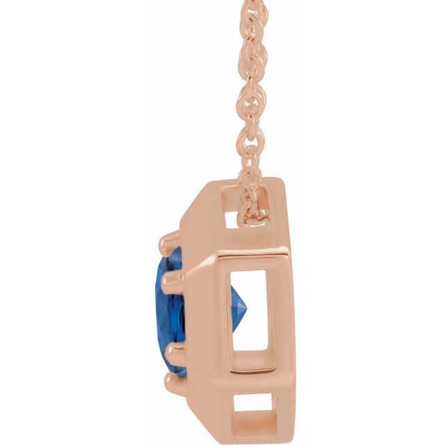 14K Rose Lab-Grown Blue Sapphire Geometric 16-18" Necklace