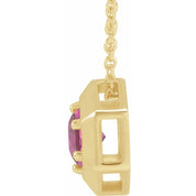 14K Yellow Natural Pink Tourmaline Geometric 16-18" Necklace