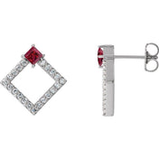 Sterling Silver Natural Ruby & 1/3 CTW Natural Diamond Earrings