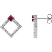 Sterling Silver Natural Ruby & 1/3 CTW Natural Diamond Earrings