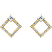 14K Yellow Natural White Sapphire & 1/3 CTW Natural Diamond Earrings