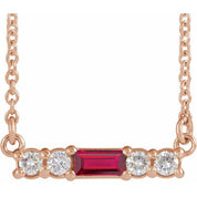 14K Rose Natural Ruby & 1/8 CTW Natural Diamond 16" Necklace