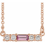 14K Rose Natural Pink Tourmaline & 1/8 CTW Natural Diamond 18" Necklace
