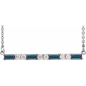 Platinum Lab-Grown Alexandrite & 1/6 CTW Natural Diamond Bar 16-18" Necklace