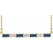 14K Yellow Lab-Grown Alexandrite & 1/6 CTW Natural Diamond Bar 16-18" Necklace