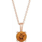 14K Rose 4 mm Natural Citrine 16-18" Necklace