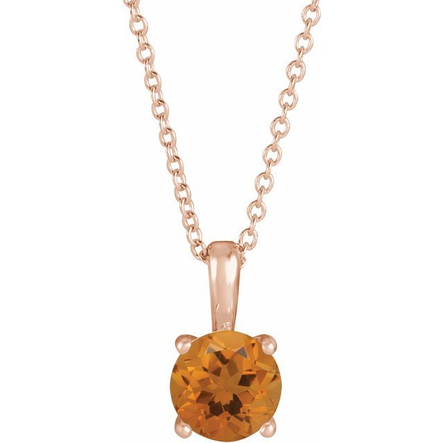 14K Rose 4 mm Natural Citrine 16-18" Necklace